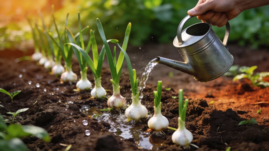 How to Water Garlic - Allium sativum Care Tips