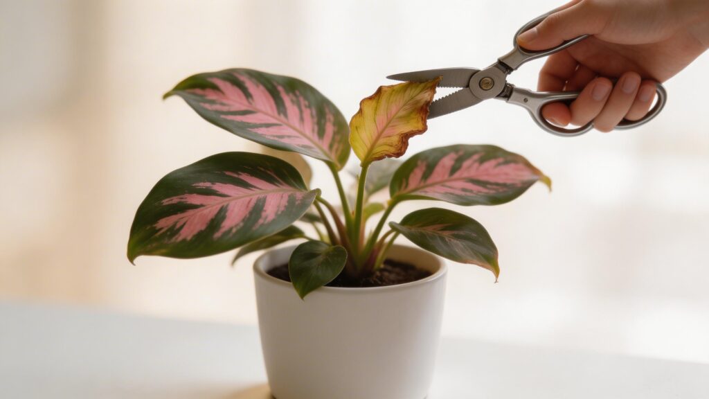Rose-Painted Calathea Goeppertia roseopicta Pruning & Trimming