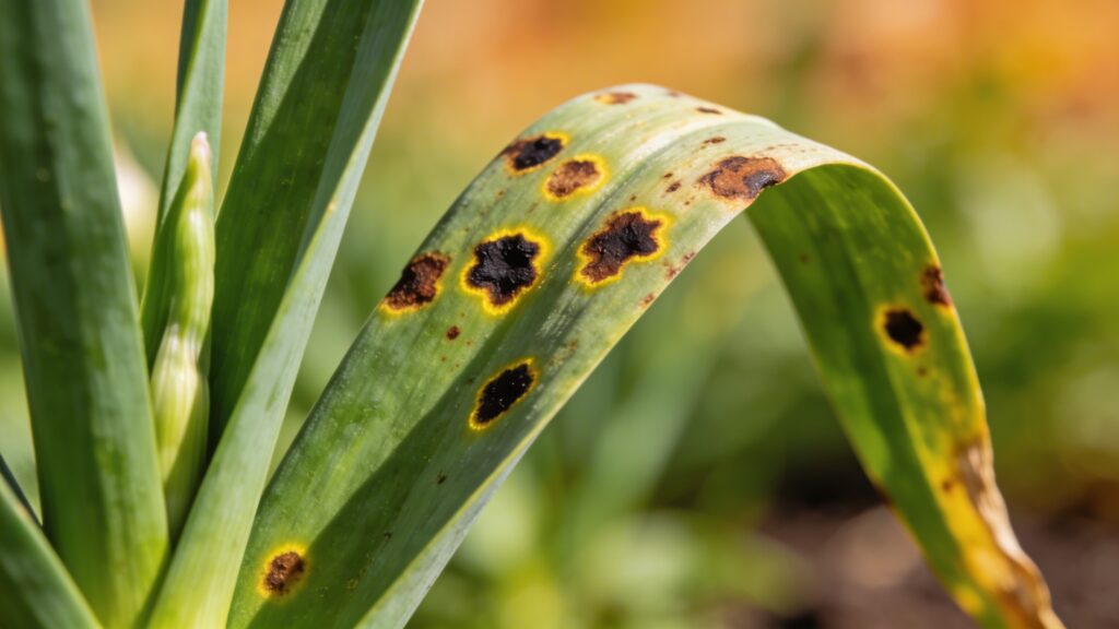 Why does my Garlic - Allium sativum have Leaf Spot?