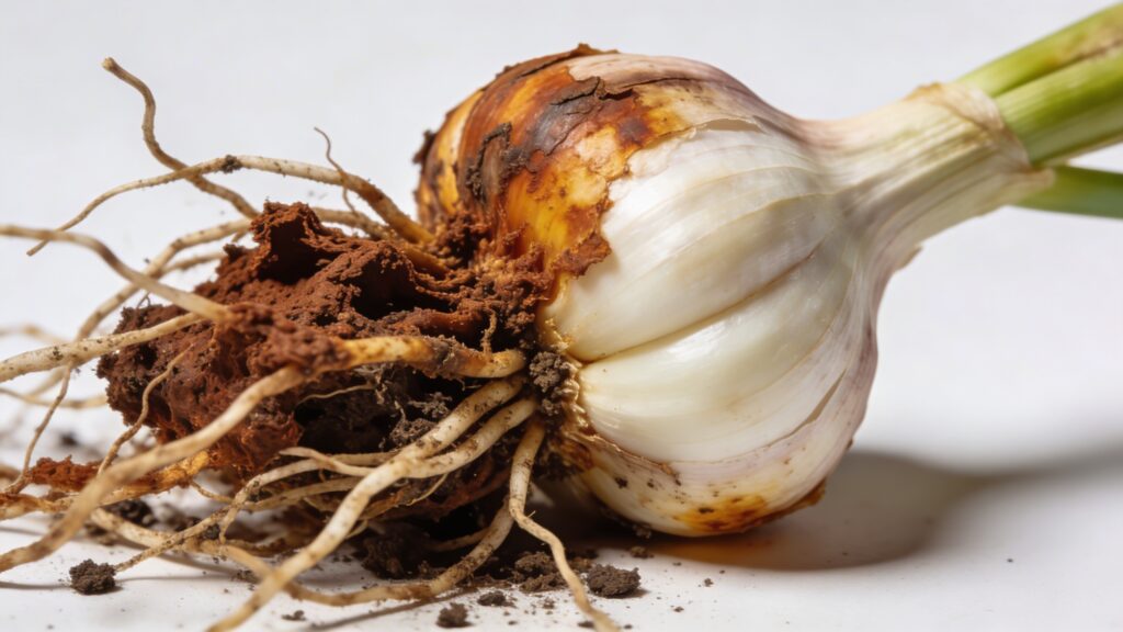 Why does my Garlic - Allium sativum have Root Rot?